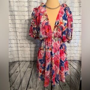 MISA Los Angeles NWT Women’s Floral Chiffon Mini Dress. Size XS  M-043